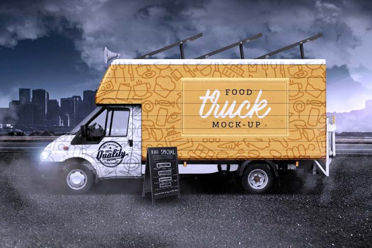 Download Food Truck Mockup Free - Van HD Photoshop Descarga Gratis
